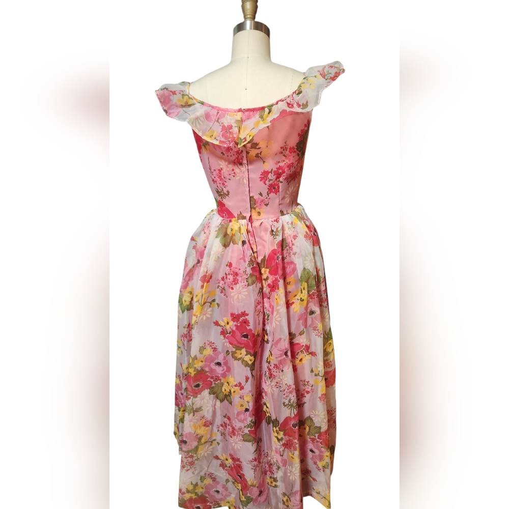Vintage Handmade Sheer Floral Dress - Picture 2 of 6